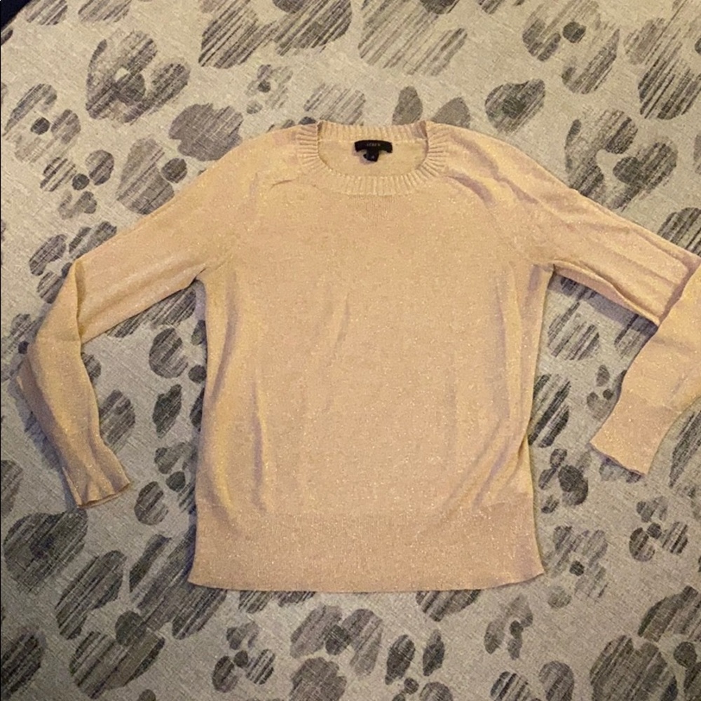 J. Crew Beige Gold Metallic Sheer Sweater Sz XS